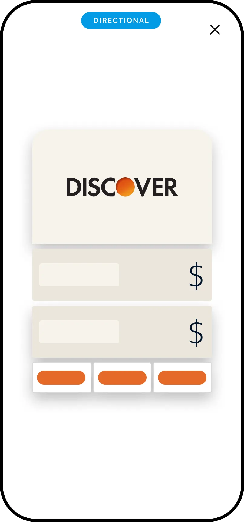 Welcome animation: starts on the Discover card the customer knows