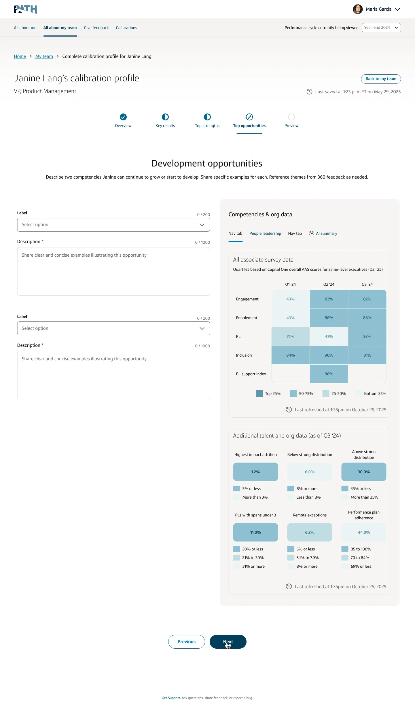 Legacy calibration profile workflow, screen one
