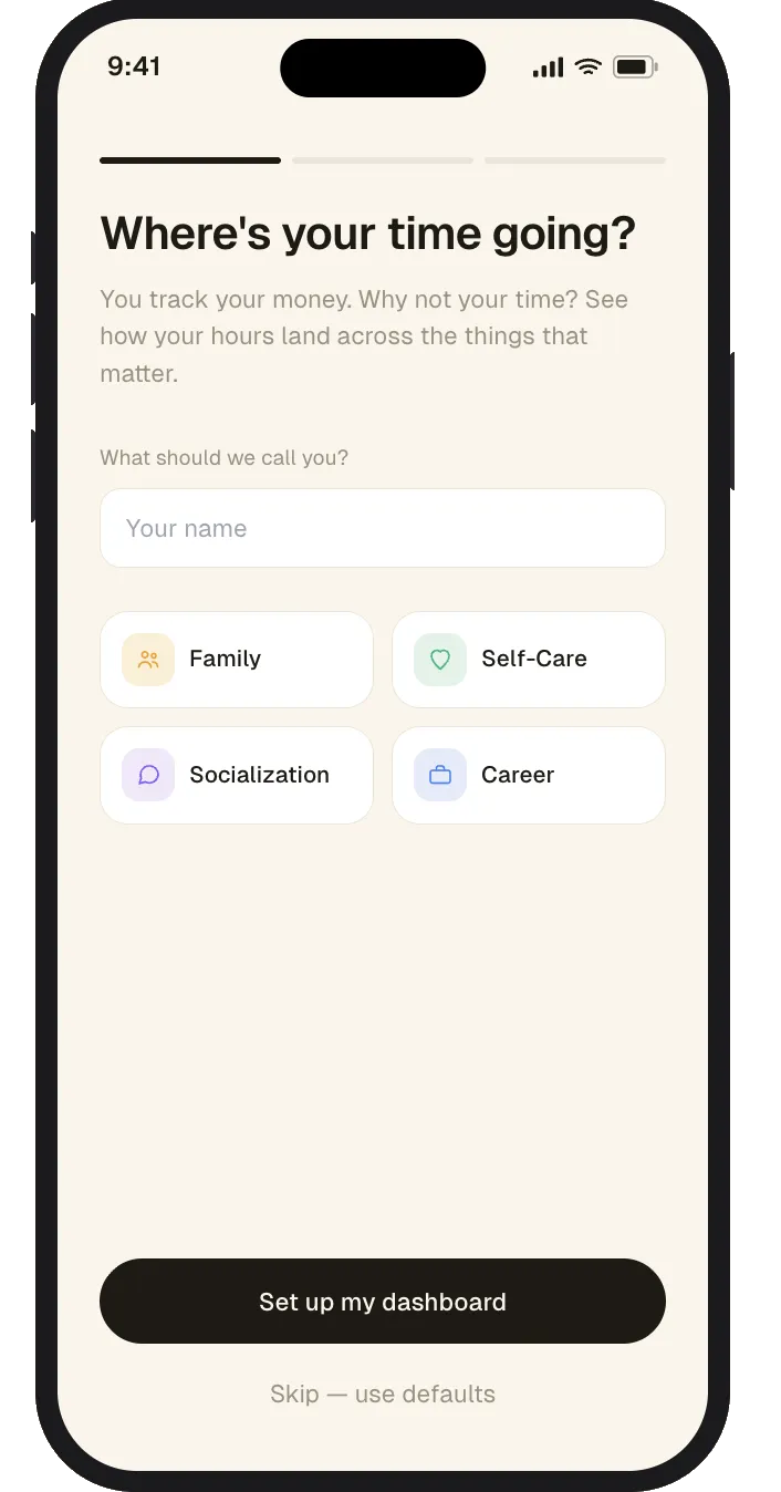 Onboarding step 1: intro and setup framing